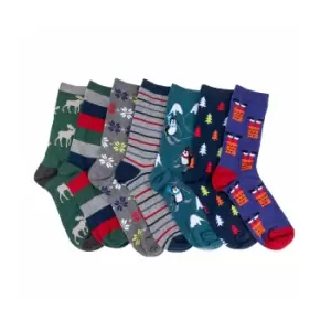 image of Pack of 7 totes Novelty Mens Ankle Socks MultiColoured