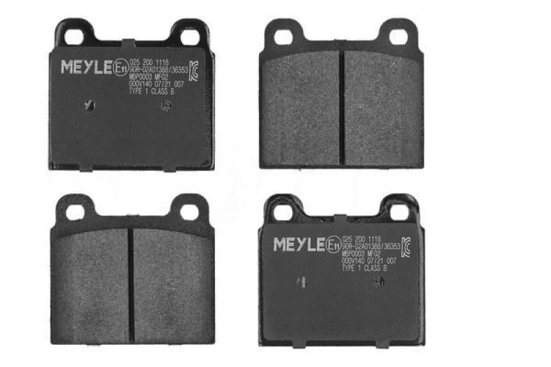 Image of MEYLE 025 200 1118 Brake pad set Front Axle, excl. wear warning contact, Original Quality, with anti-squeak plate Brake Pad Set,disc brake (402)