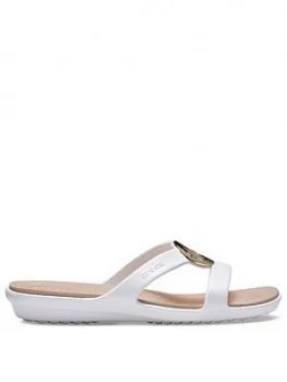 Image of Crocs Sanrah Hammered Metallic Sandal Oyster