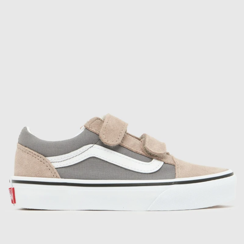 Image of Vans Grey Multi Old Skool V Boys Junior Trainers Grey Multi UK 10 (EU 27)