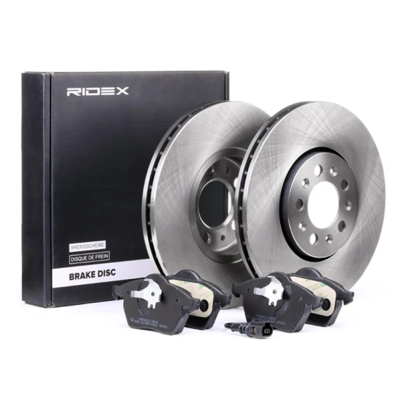Image of RIDEX 3405B0287 Brake disc and pads set Front Axle, Brake Disc Type: Vented Brake Set,disc brakes (3405)