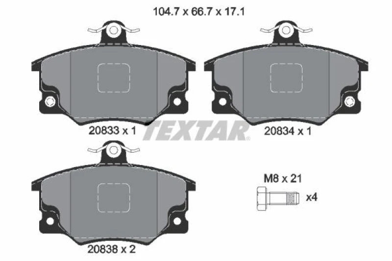 Image of Brake pad set TEXTAR 2083302