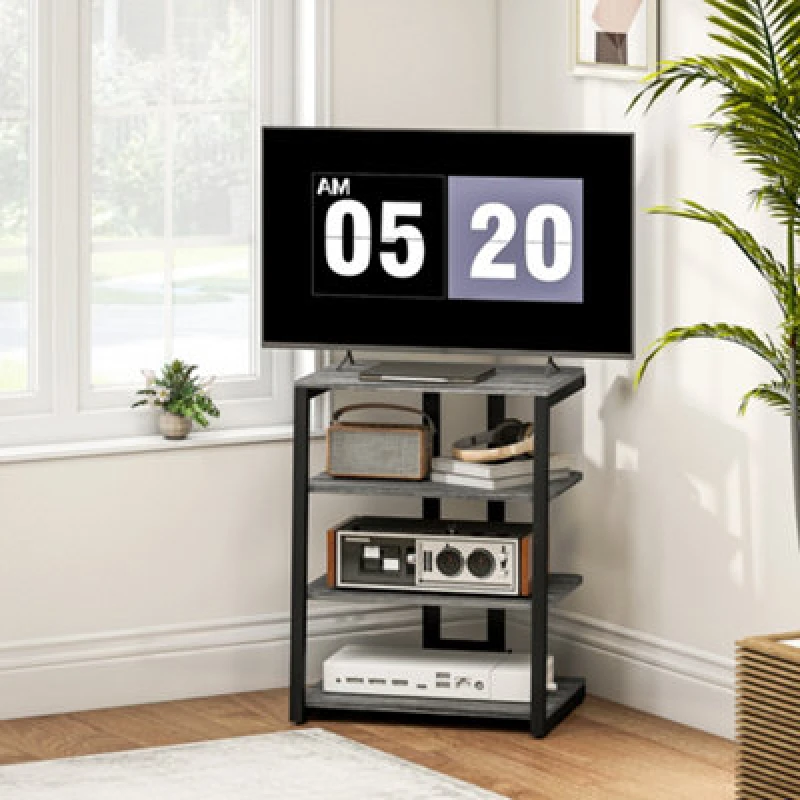 Image of HOMCOM HOMCOM HiFi Rack Stand w/ 4-Tier Record Player Stand Dark Grey Dark Grey One Size Unisex 5063603043282