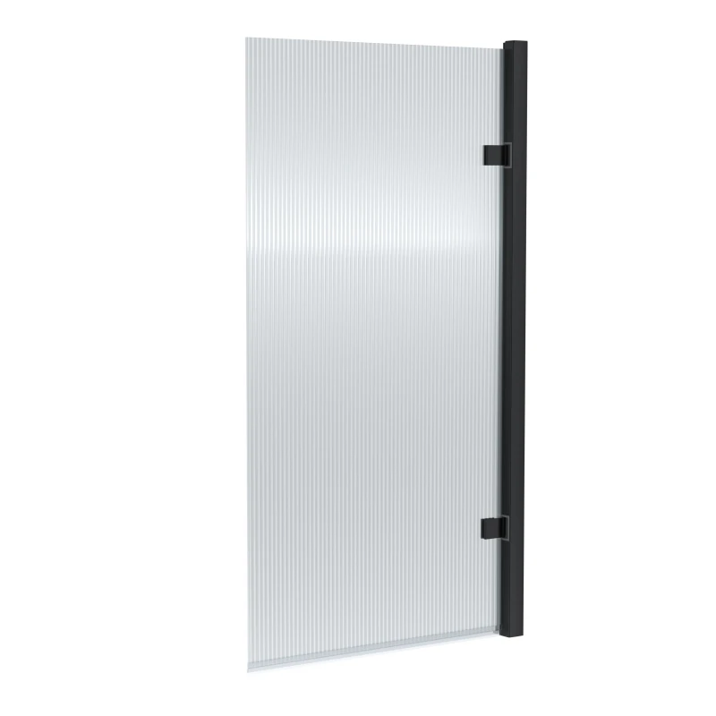Image of Balterley 8mm Glass Square Hinged Fluted Bath Screen, 1520x830x24mm - Matt Black Unisex