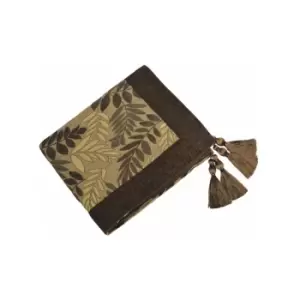 image of Riva Home Fern Chenille Velvet Woven Tasseled Throw, Mocha, 145 x 180 Cm