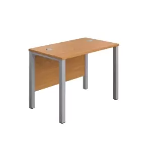 Image of Goal Post Rectangular Silver Frame Straight Desk - Nova Oak