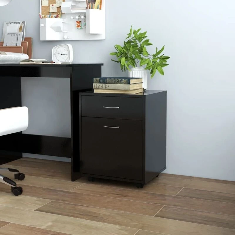 Image of VIDAXL Rolling Cabinet Black 45x38x54cm Engineered Wood Vidaxl 8720286609798