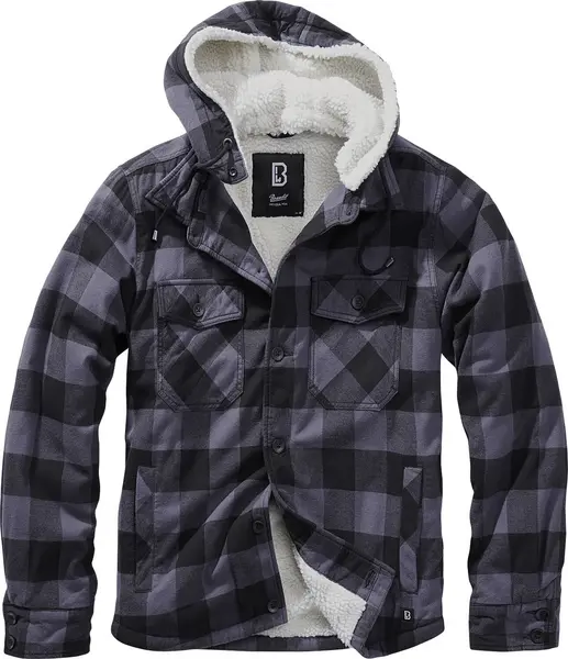 image of Brandit Lumberjacket Hooded Between-seasons Jacket Black grey 4XL Men