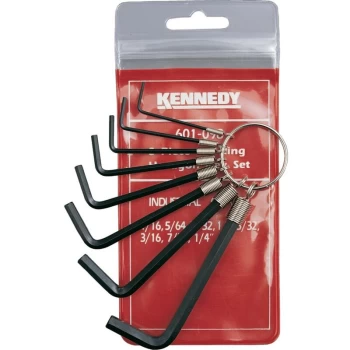 image of 1/16'-1/4' Hexagon Wrench Set On Ring (8-Pce) - Kennedy