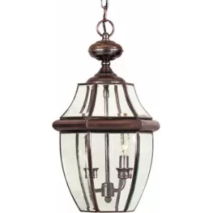 Image of IP23 2 Bulb Chain Lantern Light Aged Copper LED E14 60W