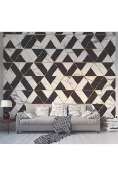 image of Marbled Textured Geometric White Matt Smooth Paste the Wall Mural 300cm wide x 240cm high