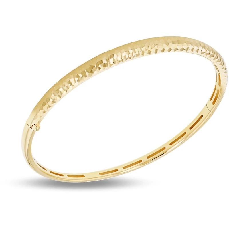 Image of Be You 9ct Gold Diamond Cut Bangle Yellow Gold female One Size