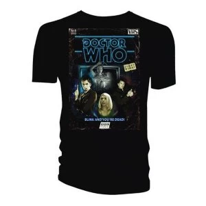 Image of Doctor Who - Retro VHS Cover 10th Doctor Colour Graded Mens Medium T-Shirt - Black