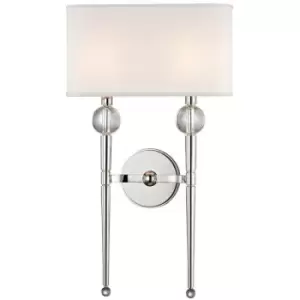 image of Rockland 2 Light Wall Sconce Polished Nickel, Faux Silk