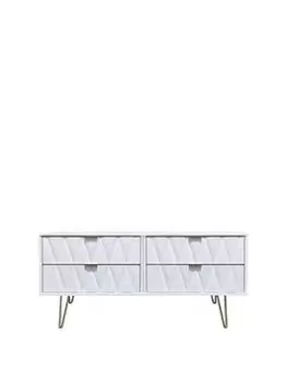 image of Swift Versailles Ready Assembled 4 Drawer TV Unit - White - Fits Up To 50" Tv