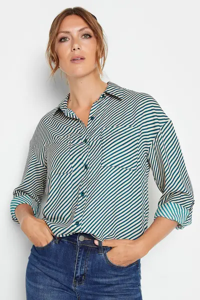 image of Long Tall Sally Tall Stripe Shirt Blue