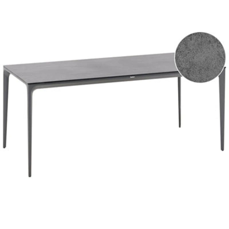 Image of Beliani Garden Dining Table Sovareto 180 Cm 90 Cm Stone Effect Dark Grey