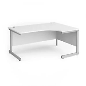 image of Dams International Right Hand Ergonomic Desk with White MFC Top and Silver Frame Cantilever Legs Contract 25 1600 x 1200 x 725 mm