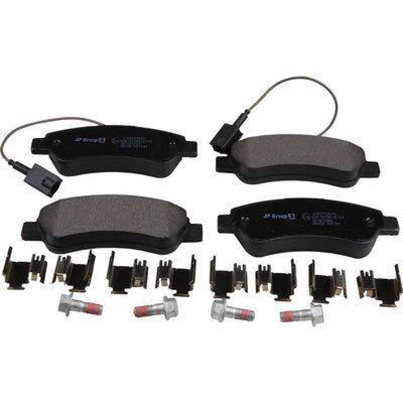 Image of JP GROUP 4163701610 Brake pad set JP Rear Axle, incl. wear warning contact, with accessories Brake Pad Set,disc brake (402)