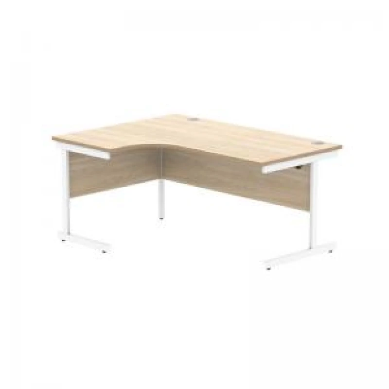 Image of Astin Radial Left Hand SU Cantilever Desk 1600x1200x730mm Canadian Oak/Arctic White KF824145