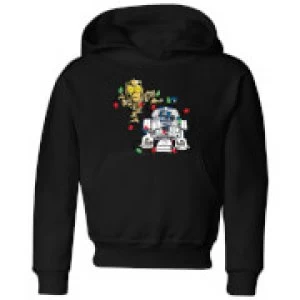 Image of Star Wars Tangled Fairy Lights Droids Kids Christmas Hoodie - Black - 9-10 Years