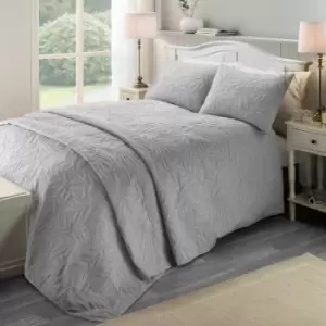 image of Serene - Luana Pinsonic Stitch Quilted Duvet Cover Set, Silver, Double