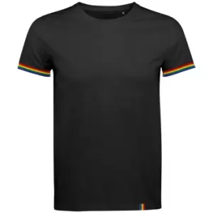 Image of SOLS Mens Rainbow T-Shirt (3XL) (Deep Black/Multicolour)
