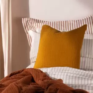 Image of Lark Muslin Crinkle Cotton Cushion Cumin, Cumin / 45 x 45cm / Polyester Filled