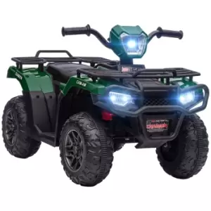 image of Homcom 12V Green Electric Quad Bike For Kids W/ LED Headlights Music