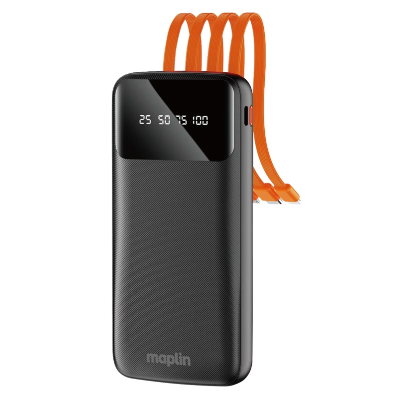 Image of Maplin 20000mAh Portable Power Bank with Integrated USB-C. Micro USB &