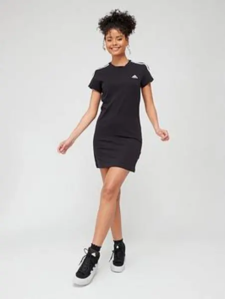 Image of adidas Essentials 3-Stripes Fitted Tee Dress Womens - Size M