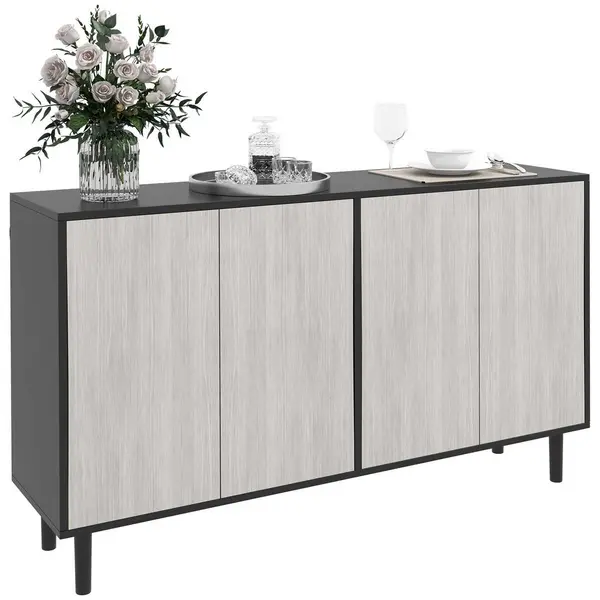 Image of HOMCOM Sideboard Storage Cabinet For Living Room With Adjustable Shelves Black