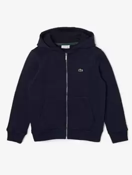 Image of Lacoste Boys Zip Through Hoodie - Navy Blue, Navy Blue, Size 10 Years