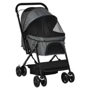 Image of PawHut Pet Foldable Stroller/Travel Carriage with Reversible Handle - Grey