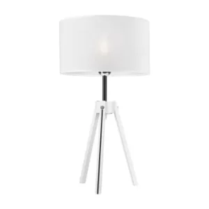 Image of Sofia Cylindrical Table Lamp With Fabric Shade, White, 1x E27
