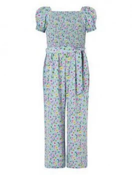 Monsoon Girls Hester Ditsy Jumpsuit - Blue, Size 12-13 Years, Women