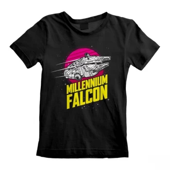 Image of Star Wars - Millenium Falcon Circle Unisex 12-13 Years T-Shirt - Black