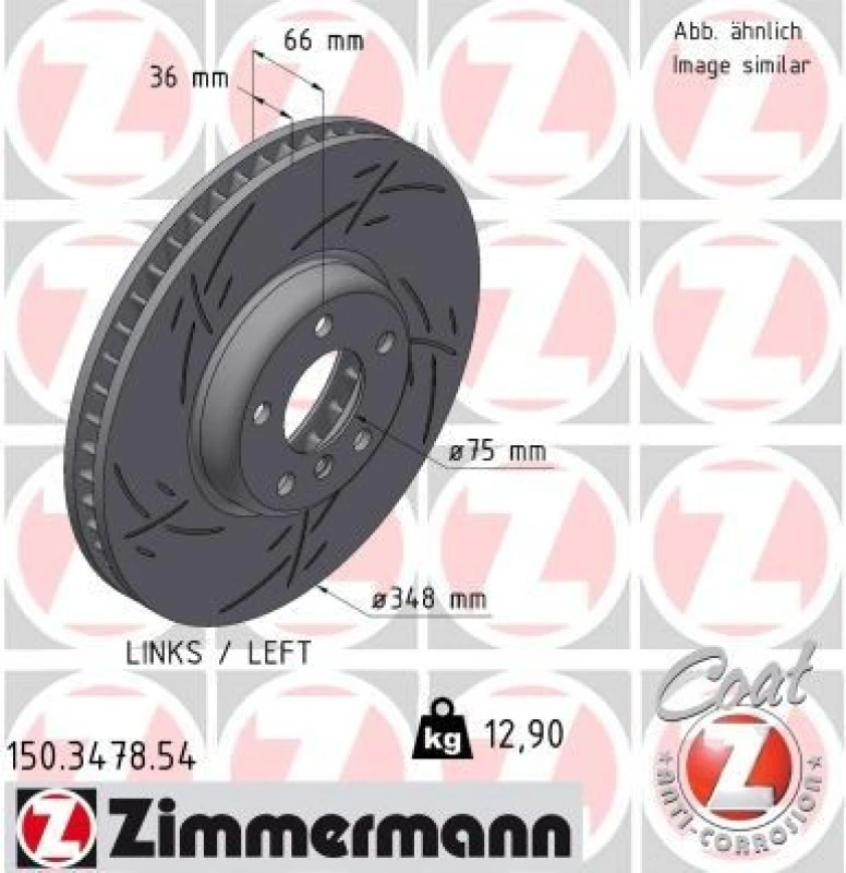 Image of ZIMMERMANN Brake disc ZIMMERMANN 150.3478.54