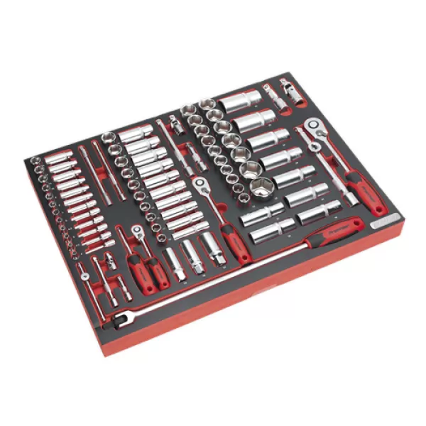 Image of Sealey TBTP02 Tool Tray Socket Set 91pc 1/4, 3/8 & 1/2Sq Drive