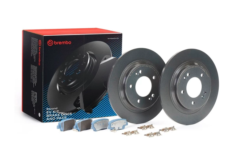 Image of BREMBO KT 08 016 Brake disc and pads set BEYOND LINE - EV Brake Disc Type: Solid, with acoustic wear warning, with bolts/screws Brake Set,disc brakes