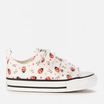 image of Converse Toddlers Chuck Taylor All Star Ladybird Velcro Ox Trainers - White/Red/Black - UK 5 Toddler