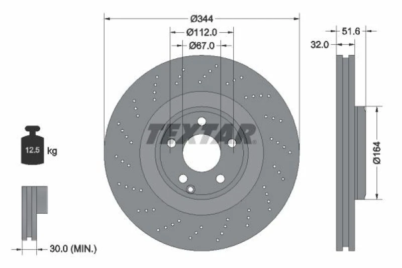 Image of Brake disc TEXTAR 92289905