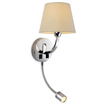 image of Firstlight - Fairmont - 1 Light Indoor Wall Light with Reading Lamp Polished Stainless Steel, Cream, E14