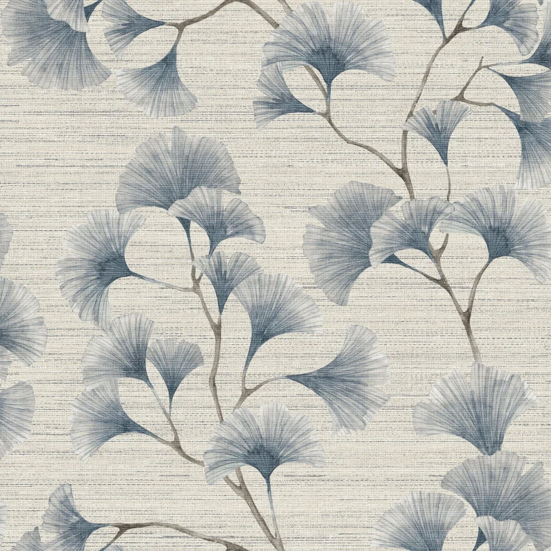 Image of Arthouse Ginkgo Leaf Trail Blue / Grey Wallpaper Blue unisex One Size