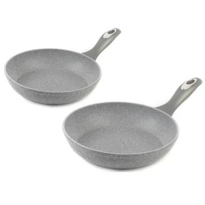 image of Salter Marble Collection Non-Stick Forged-Aluminium Frying Pan Set - Grey