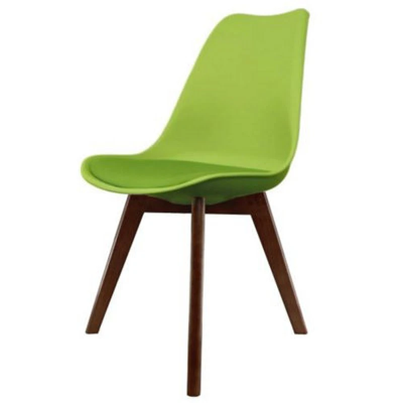 Image of Fusion Living Soho Plastic Dining Chair With Squared Dark Wood Legs Green FL1568