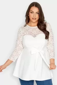 Image of Lace Long Sleeves Peplum Top