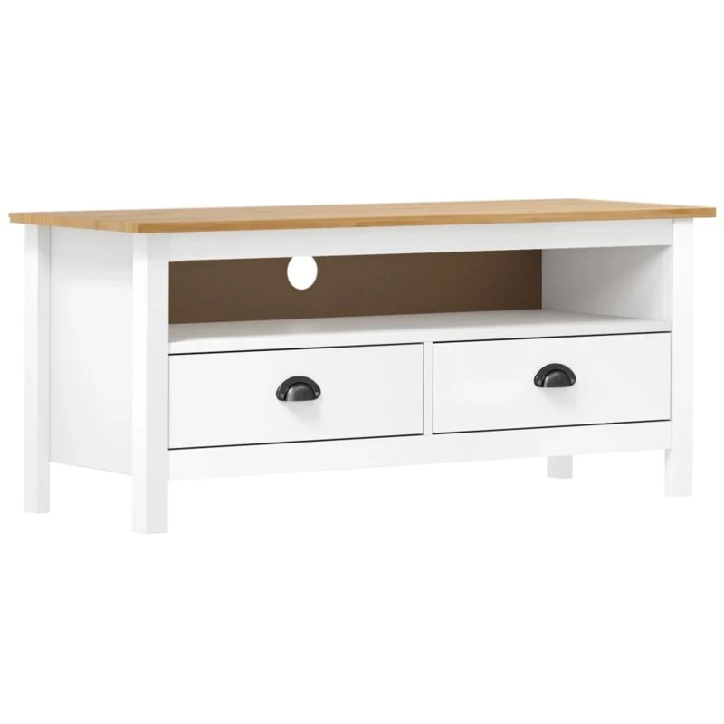 Image of VIDAXL TV Cabinet Hill White 110x40x47cm Solid Pine Wood Vidaxl 8719883909929