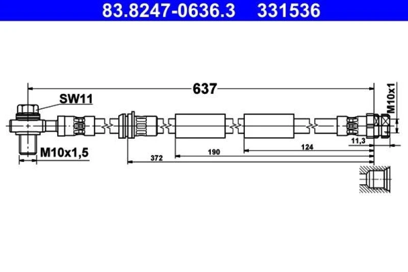 Image of Brake hose ATE 83.8247-0636.3
