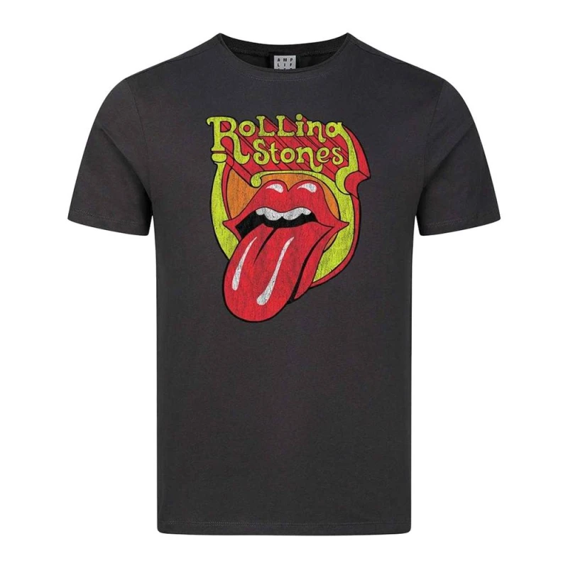 Image of Amplified Mens Bootleg Tongue The Rolling Stones T-Shirt in Charcoal Size: XS Charcoal Male XS